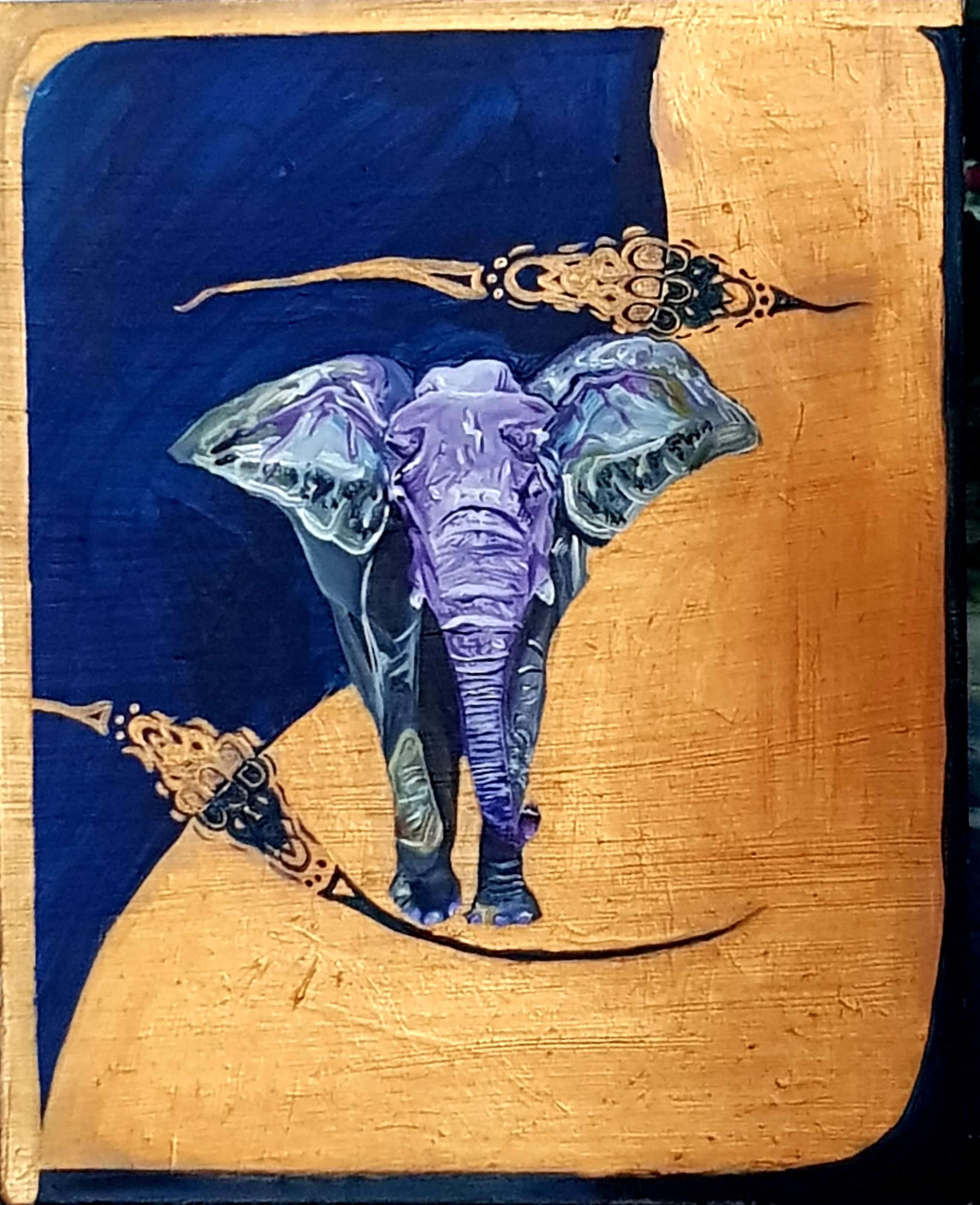Purple Elephant Acrylic Painting
