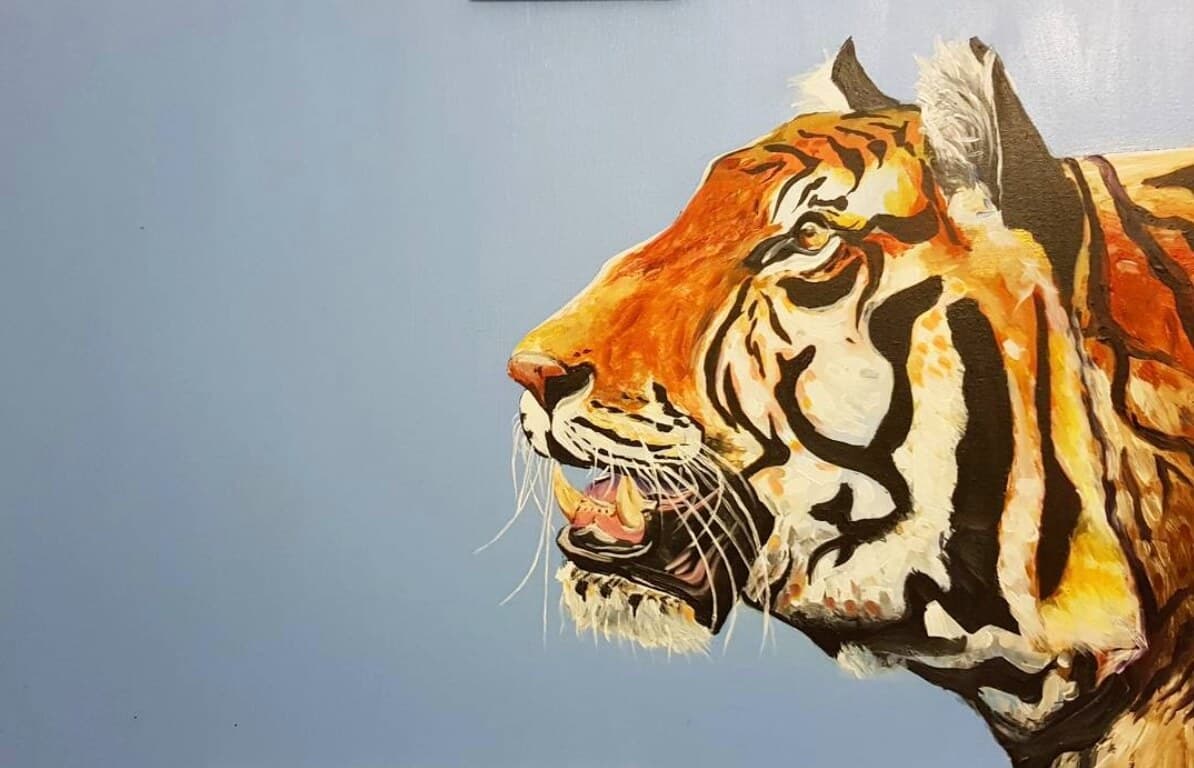Is My Tiger Blueish - Tiger acrylic painting