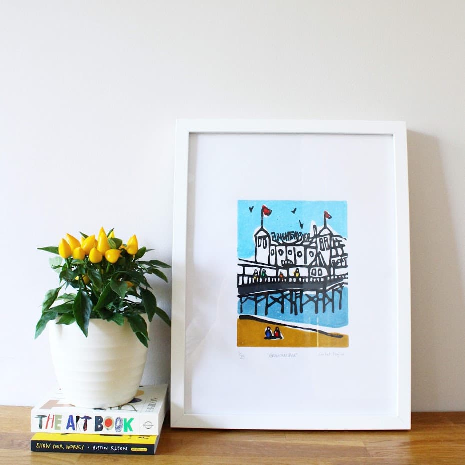 Brighton Pier - Landscape Lino Art thumbnail-1